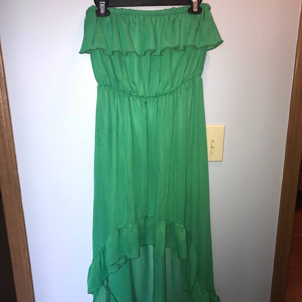 strapless high/low dress